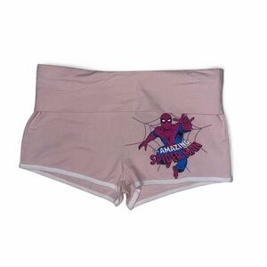 Marvel Pink Spiderman shorts with back spider-man spellout in size medium. New